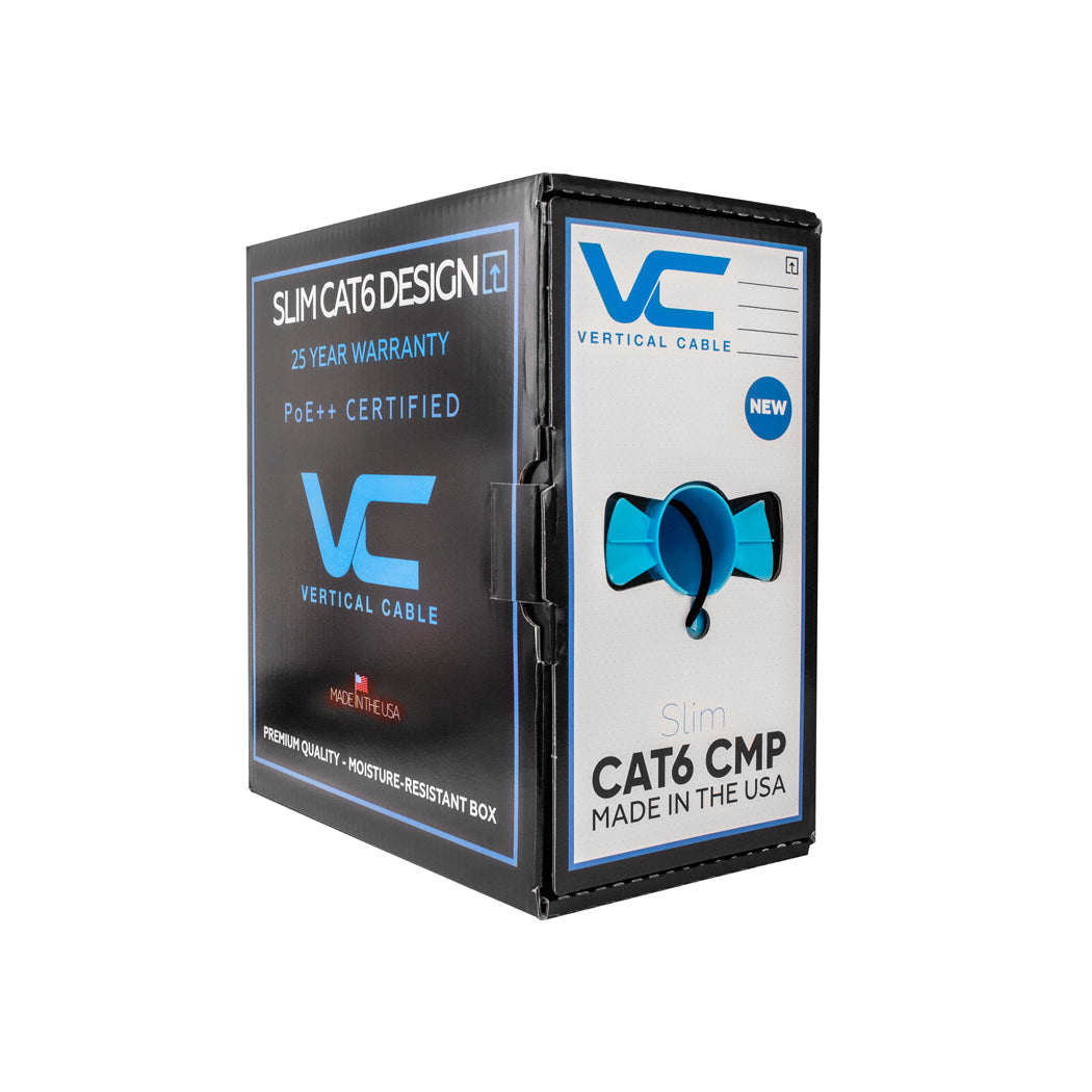 Vertical Cable CAT6 1000ft Plenum Rated (Slim Type) 166-250/P/BK