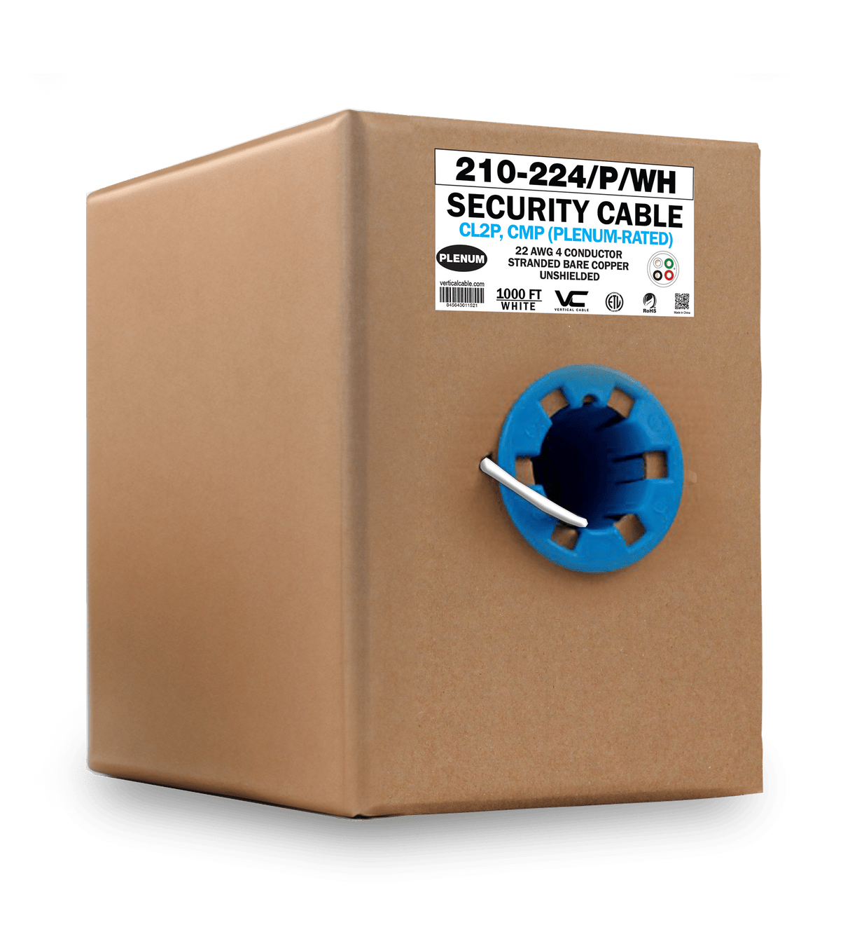 Vertical Cable 22/4 Plenum Unshielded 1000ft 210-224/P/WH