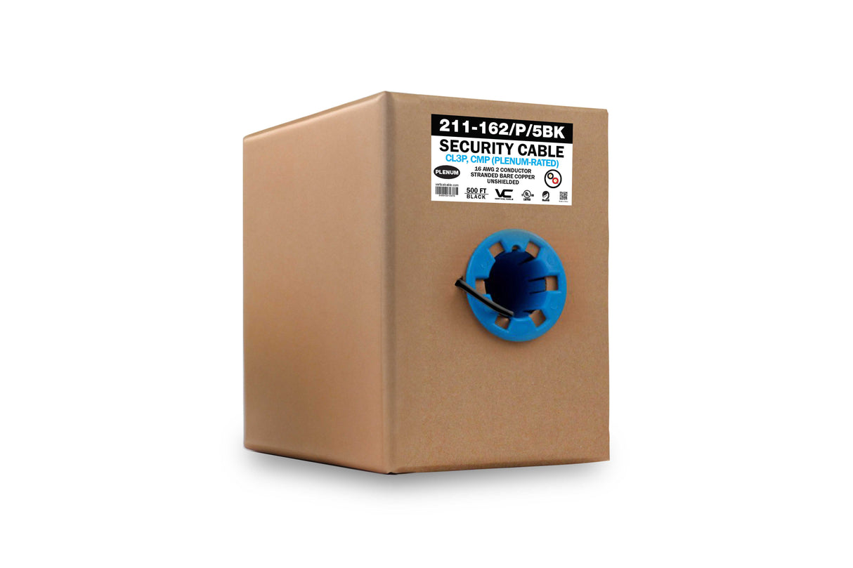 Vertical Cable 16/2 500ft Plenum Unshielded 211-162/P/5BK Audio Cable