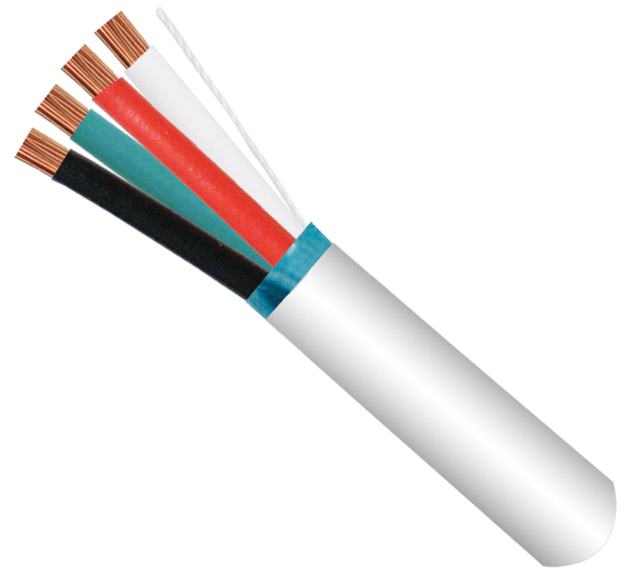 Vertical Cable 18/4 CL3P, CMP Plenum Rated, Shielded, Stranded, Bare Copper Conductors, White, 500 ft, Pull Box