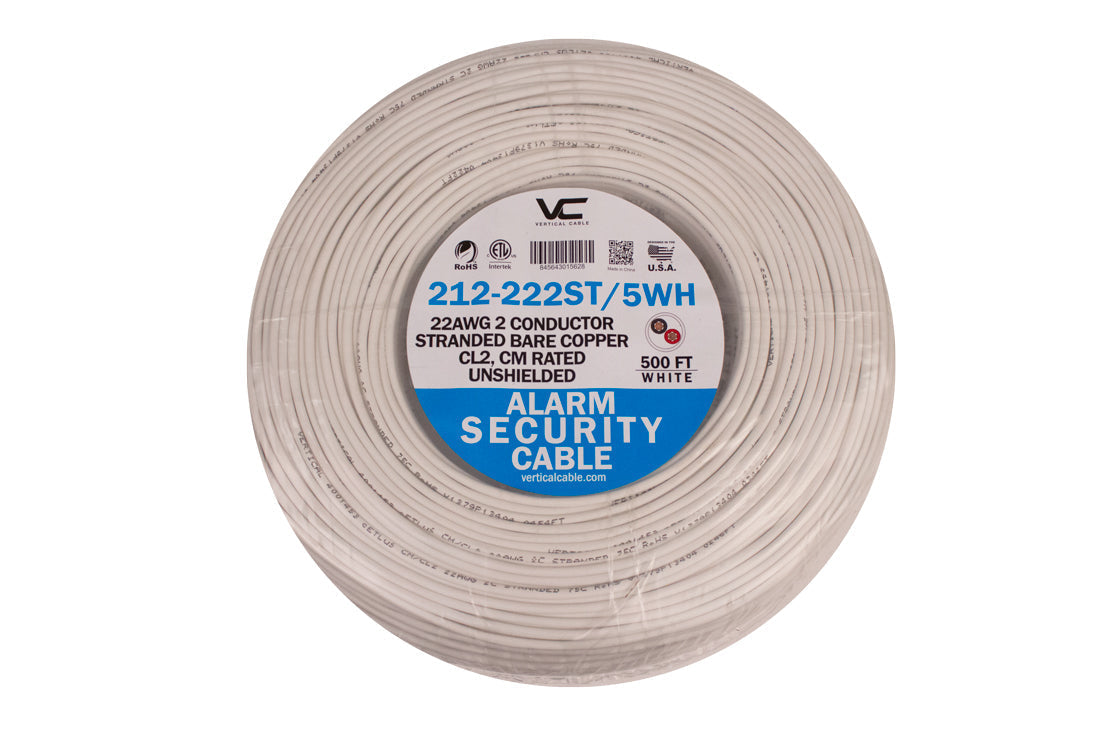 Vertical Cable 22/2 500ft Alarm Security Wire 212-222ST/5WH