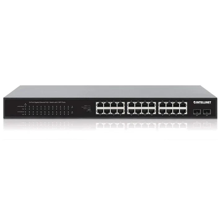 Intellinet 561891 24-Port Gigabit Ethernet PoE+ Switch with 2 SFP Ports