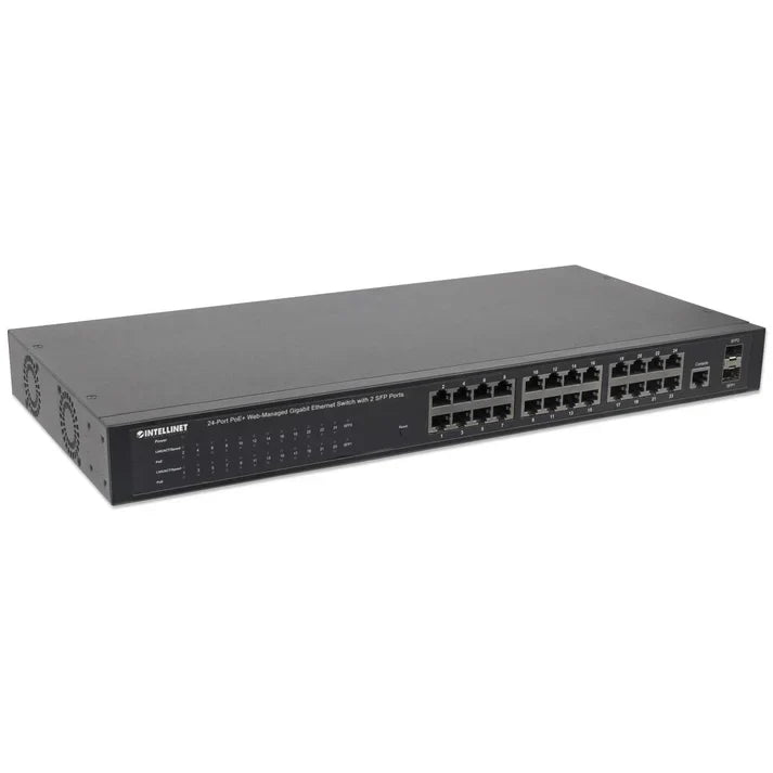 Intellinet 560559 24-Port Gigabit Ethernet PoE+ Web-Managed Switch with 2 SFP Ports