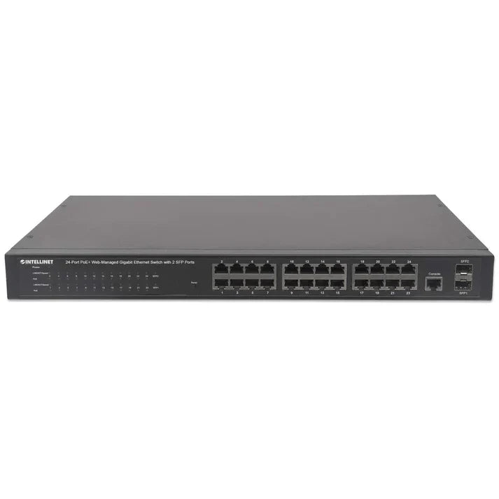 Intellinet 560559 24-Port Gigabit Ethernet PoE+ Web-Managed Switch with 2 SFP Ports