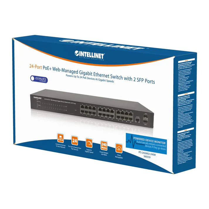 Intellinet 560559 24-Port Gigabit Ethernet PoE+ Web-Managed Switch with 2 SFP Ports