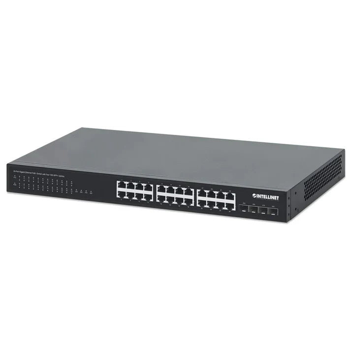 Intellinet 561761 24-Port Gigabit Ethernet PoE+ Switch with Four 10G SFP+ Uplinks
