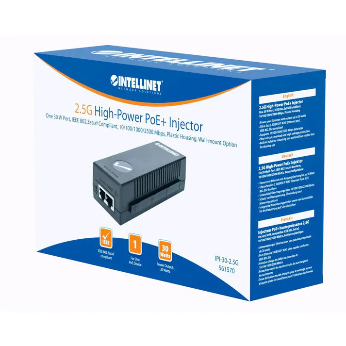 Intellinet 561570 2.5G High-Power PoE+ Injector