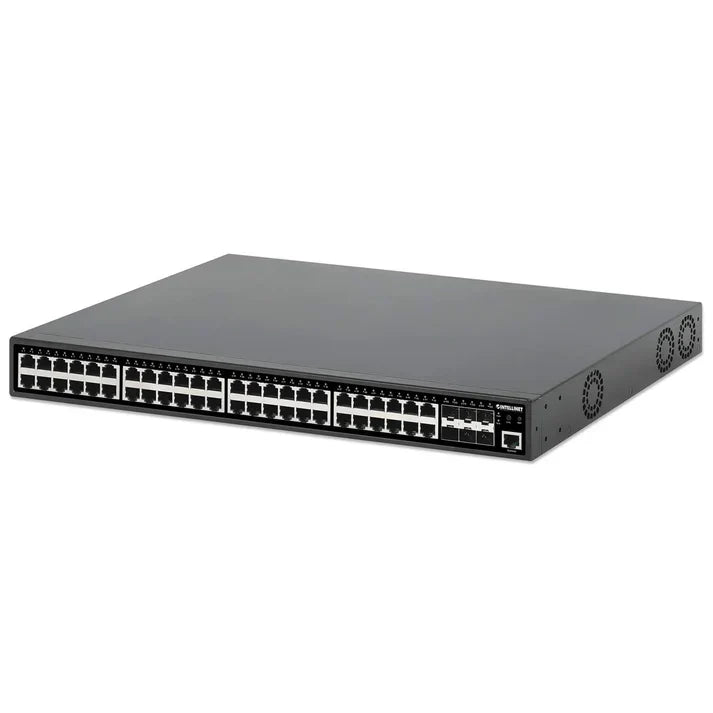 Intellinet 561969 54-Port L2+ Fully Managed PoE+ Switch with 48 Gigabit Ethernet Ports and 6 SFP+ Uplinks