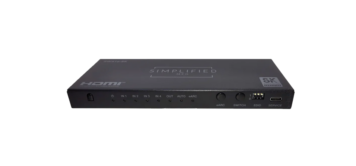 Simplified SW41e-8K 4×1 8K@60 HDMI 2.1 (48gbps) Switch with eARC