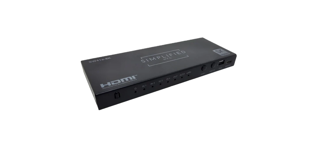 Simplified SW41e-8K 4×1 8K@60 HDMI 2.1 (48gbps) Switch with eARC