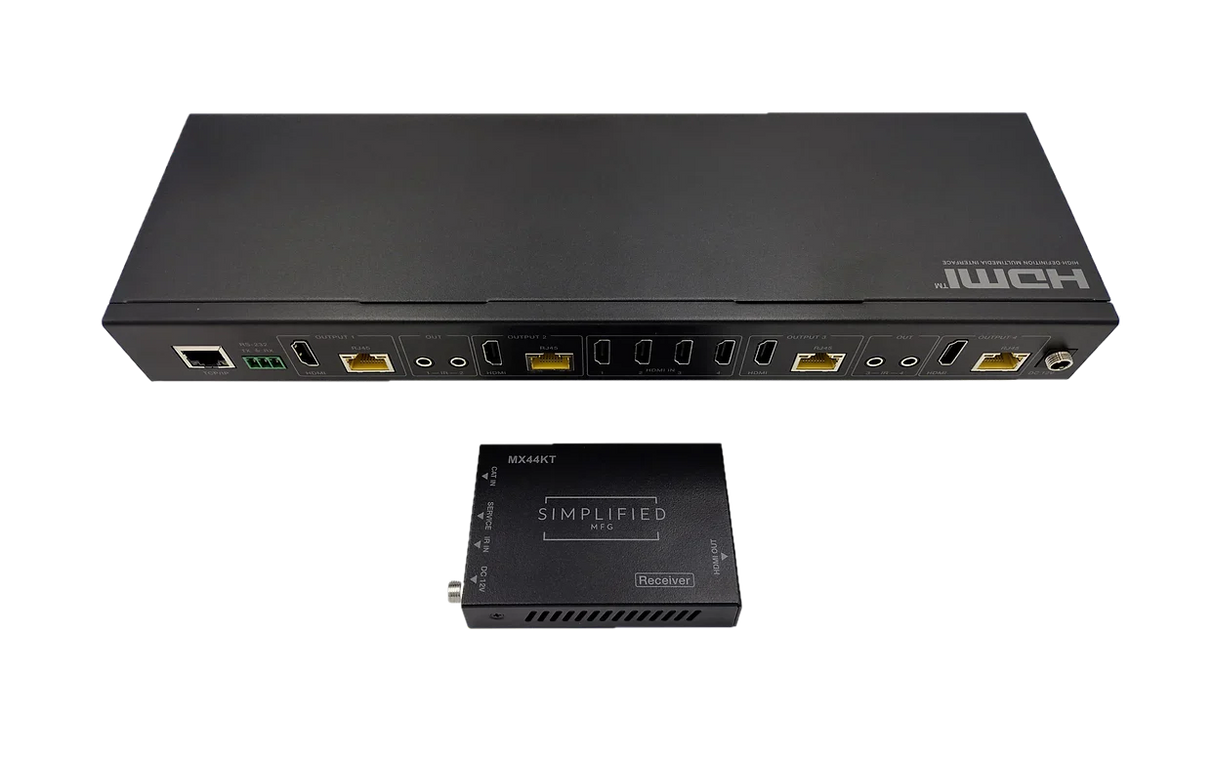 Simplified MX44KT Scaling 50m 4K 4x4 HDMI Matrix Kit over CAT5e/6/7