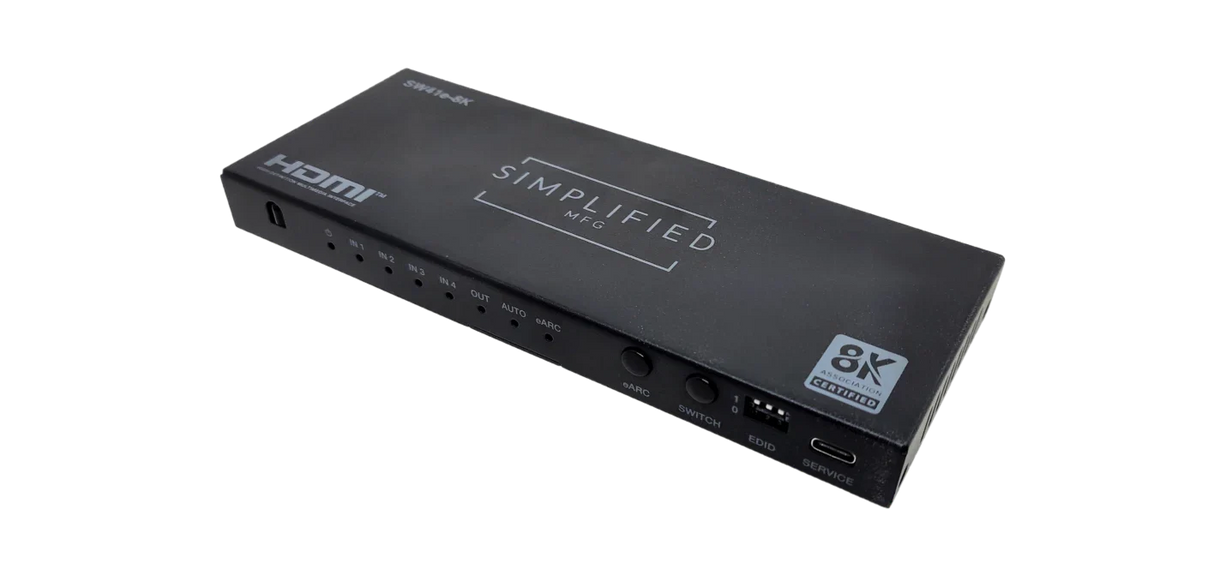 Simplified SW41e-8K 4×1 8K@60 HDMI 2.1 (48gbps) Switch with eARC