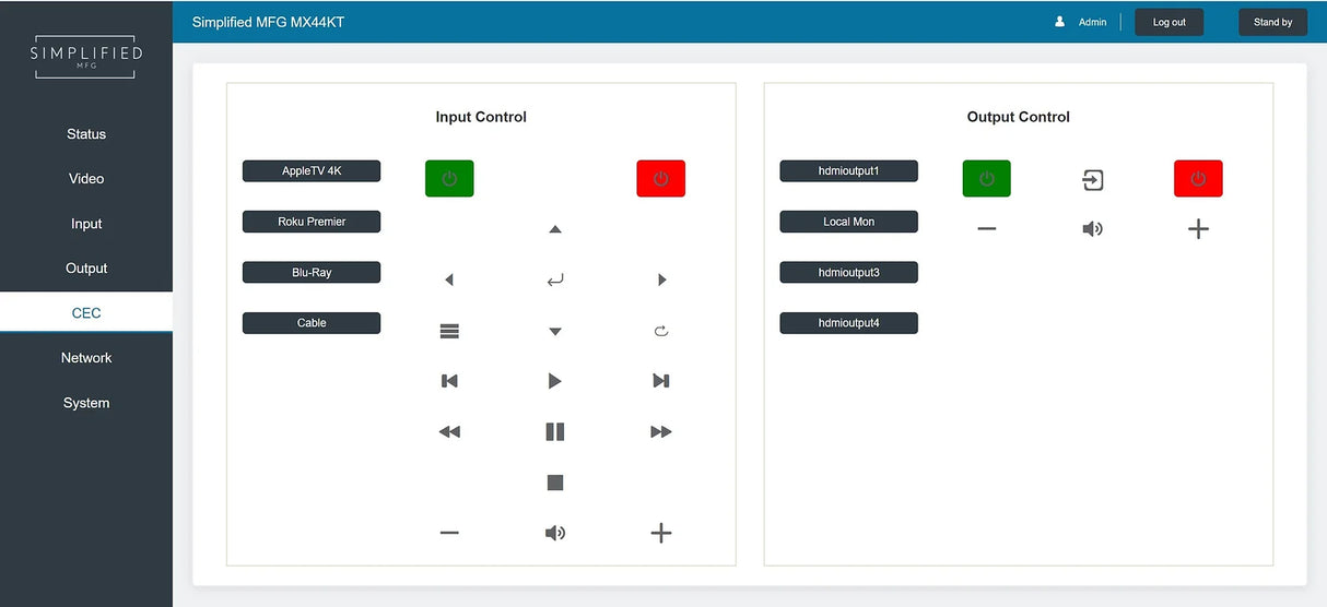 Simplified MX44KT Scaling 50m 4K 4x4 HDMI Matrix Kit over CAT5e/6/7