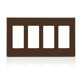 Leviton 80312 4-Gang Decora Plus Screwless Wallplate Polycarbonate