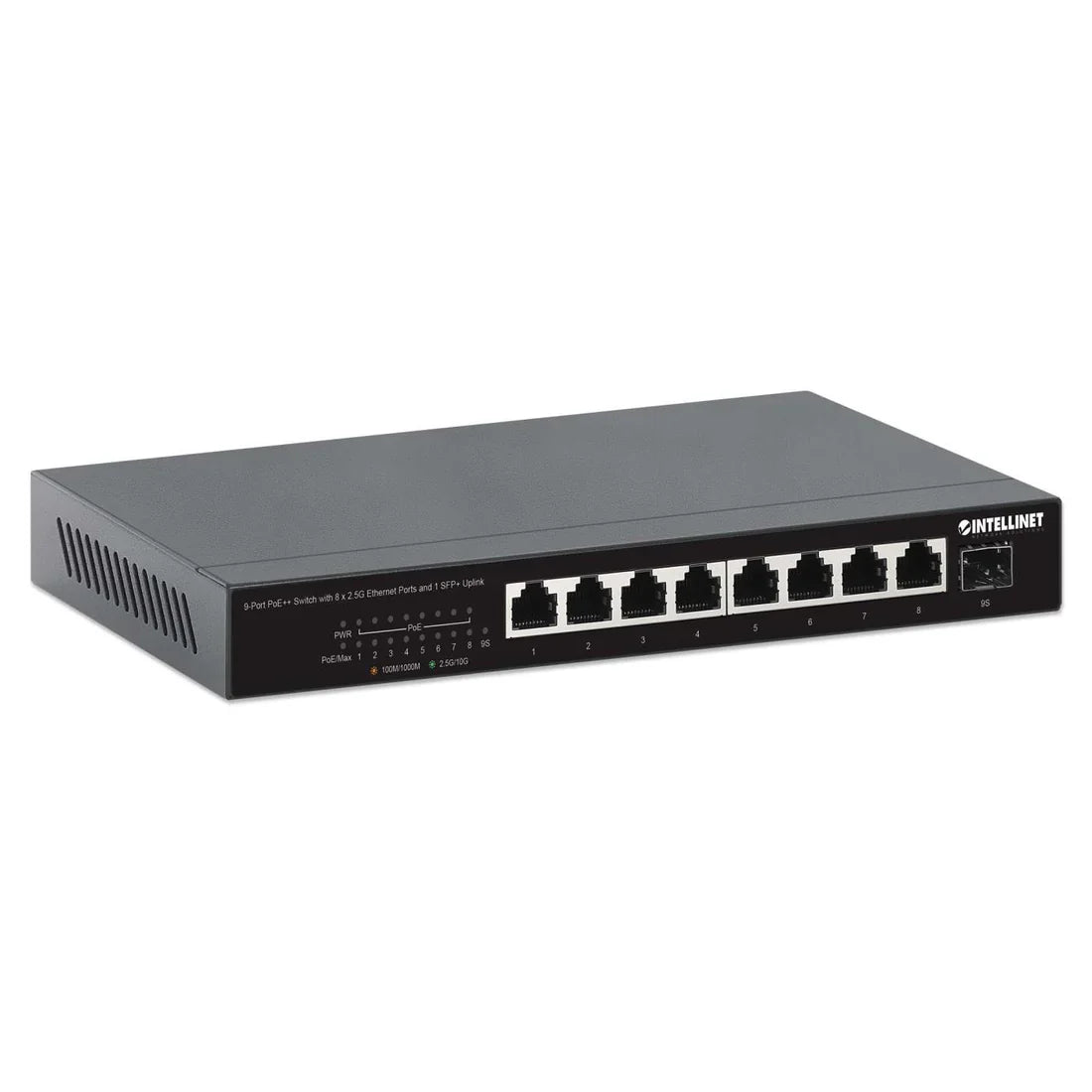 Intellinet 562140 9-Port PoE++ Switch with 8 x 2.5G Ethernet Ports and 1 SFP+ Uplink