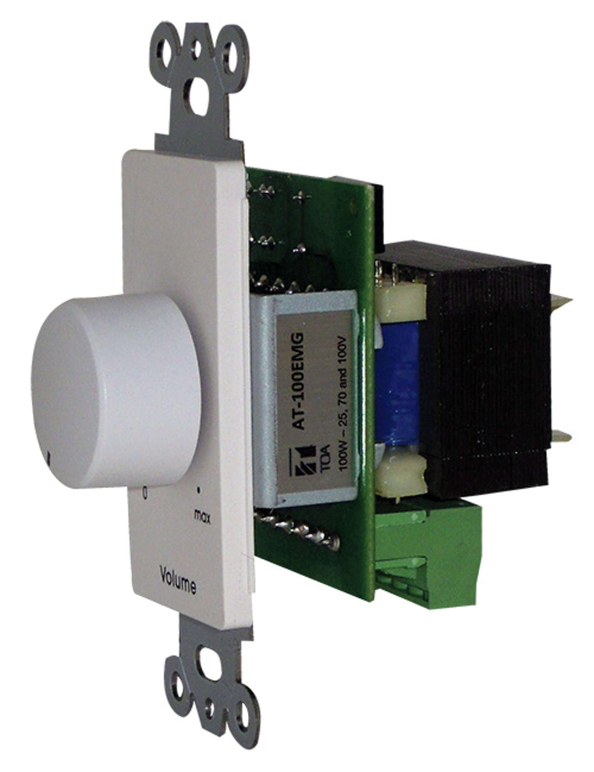TOA AT-100EMG-AM 100W Attenuator (70V) w/Emergency Bypass Single-Gang Decora™-Style White