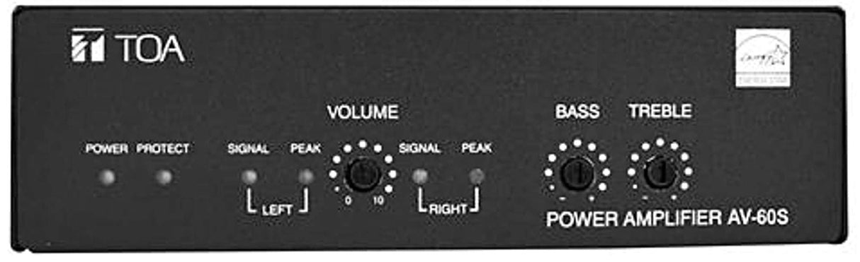TOA AV-60S-AM Class D Micro Plenum-Rated (UL2043) Power Amp (60W @ 4Ω or 70V) Energy Star 3.0