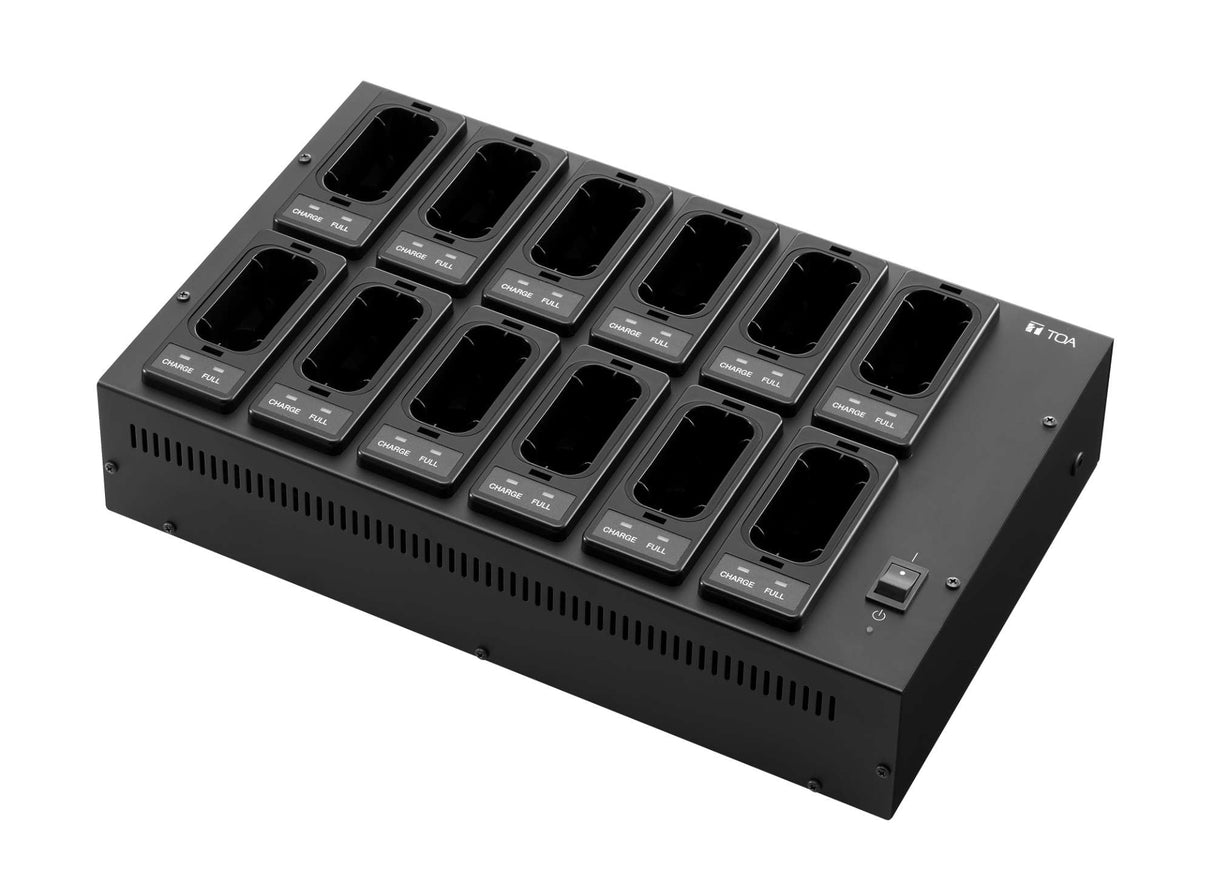 TOA BC-5000-12PS 12-slot Charging Station accepts 5000 Series Rechargeable Transmitters and/or Portable Tuners
