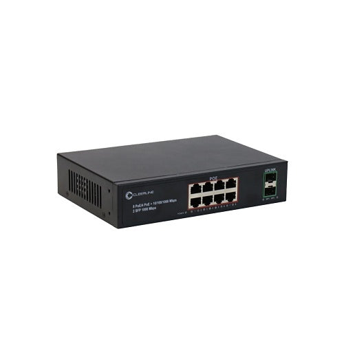 Cleerline SSF-2SFPx8RJ45POE-1G 2 x SFP to 8 x RJ45 PoE+ Gigabit Non-Managed Switch Per Each