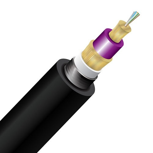 Cleerline TD006M4D9BN 6 Strand BendSafe® Armored Direct Burial Distribution TB, PE/OSP/Burial, 50/125, OM4 Per 1000ft Spool