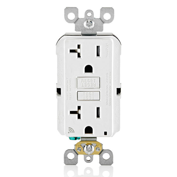 Leviton D2GF2-KW 20 Amp, Self Test, Tamper-Resistant Smart GFCI Outlet with LED Indicator Light