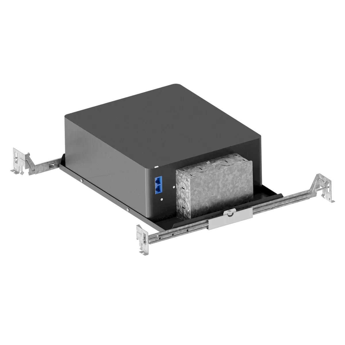 Proluxe PLX-DL4-DMX-RGBTW-ICAT HOUSING KIT - 4" NEW CONSTRUCTION RECESSED SHALLOW ICAT HOUSING FOR DMX/RDM RGBTW DOWNLIGHT, BLACK FINISH. INCLUDES: (1) 120-277V LED DRIVER, (2) 14-24.5" ADJUSTABLE HANGER BARS, & (3) SPLICE CONNECTORS.