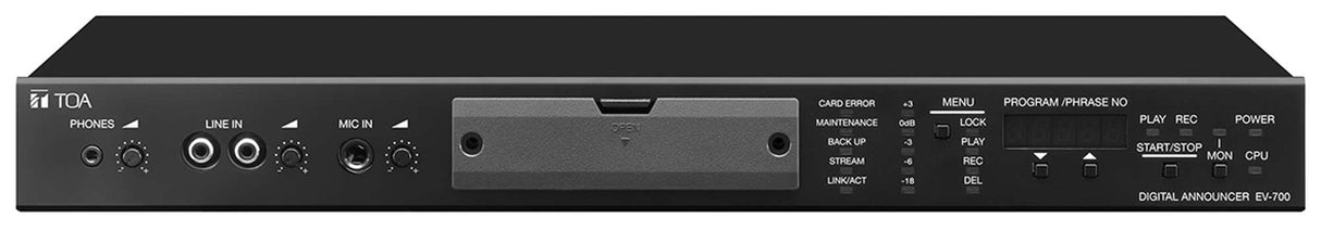 TOA EV-700PS Rack-Mountable Digital Message Repeater, Stores Over 32,000 .WAV Messages (3 Hrs.) 256 Programs