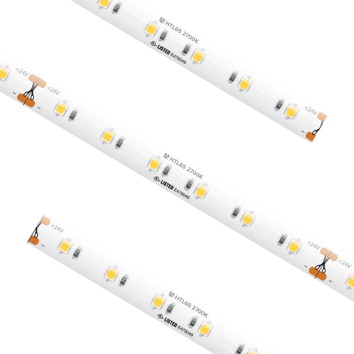 Proluxe PLX-HTL65-27K-24V-16 HIGH GRADE TAPE IP65,24V,2700K,16.4FT RL W/3 CONKITS,4.4W/FT,W/FCTRY ATTACHED 3FT LEAD WIRE