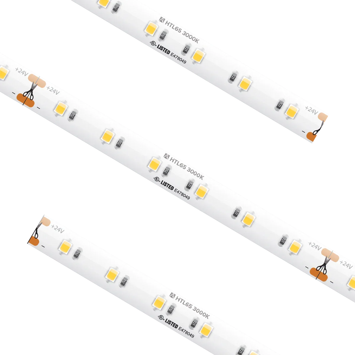 Proluxe PLX-HTL65-30K-24V-16 HIGH GRADE TAPE IP65,24V,3000K,16.4FT RL W/3 CONKITS,4.4W/FT,W/FCTRY ATTACHED 3FT LEAD WIRE