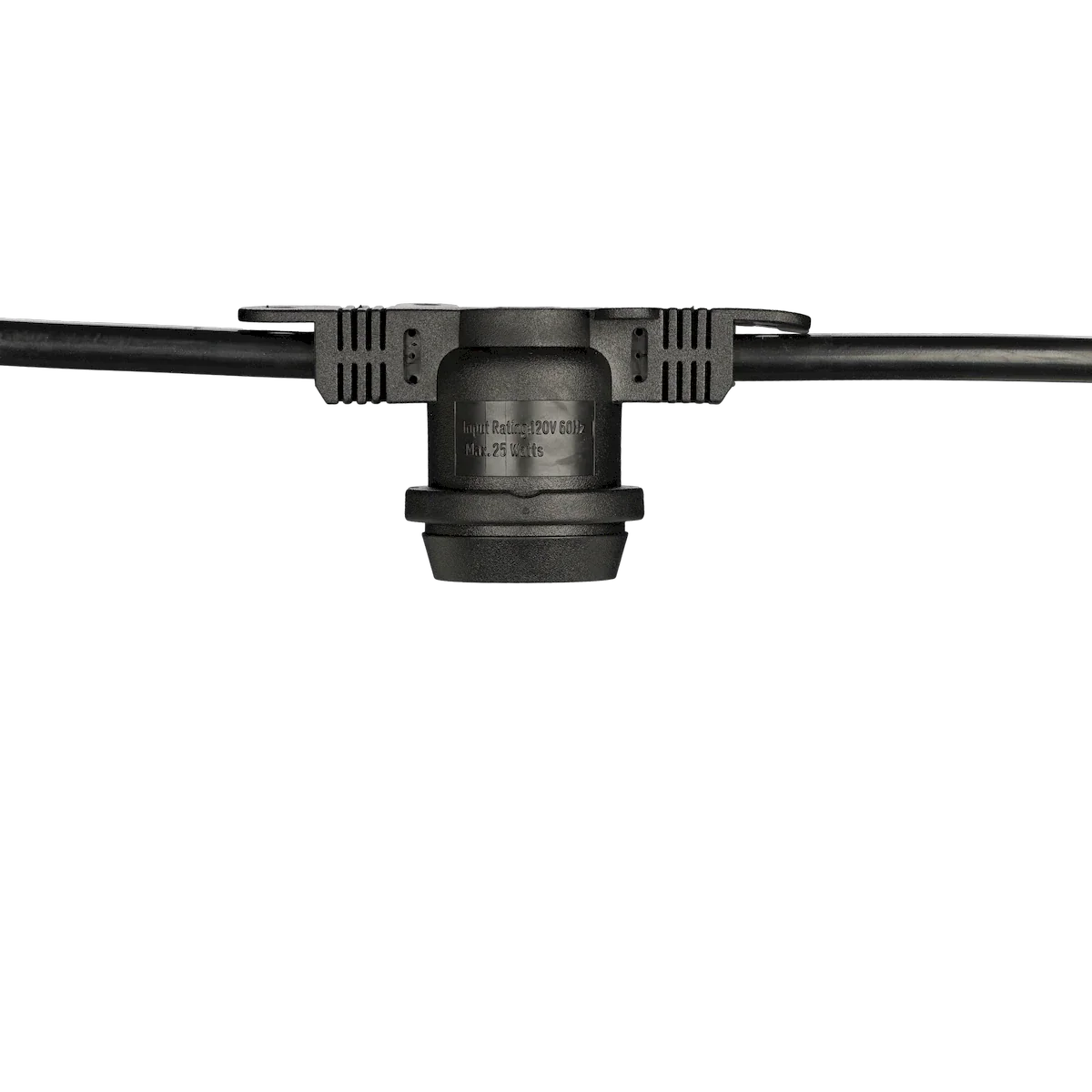 Proluxe PLX-CLS-NS-E26-100-BK UPGRADED SOCKET MOLD TO RECEIVE SHADE - 100' LT STRING,NON-SUSPENDED SCKT,MED BASE,2' SCKT SP,BLACK WIRE,14AWG SJTW,2 PRNG MALE PLUG