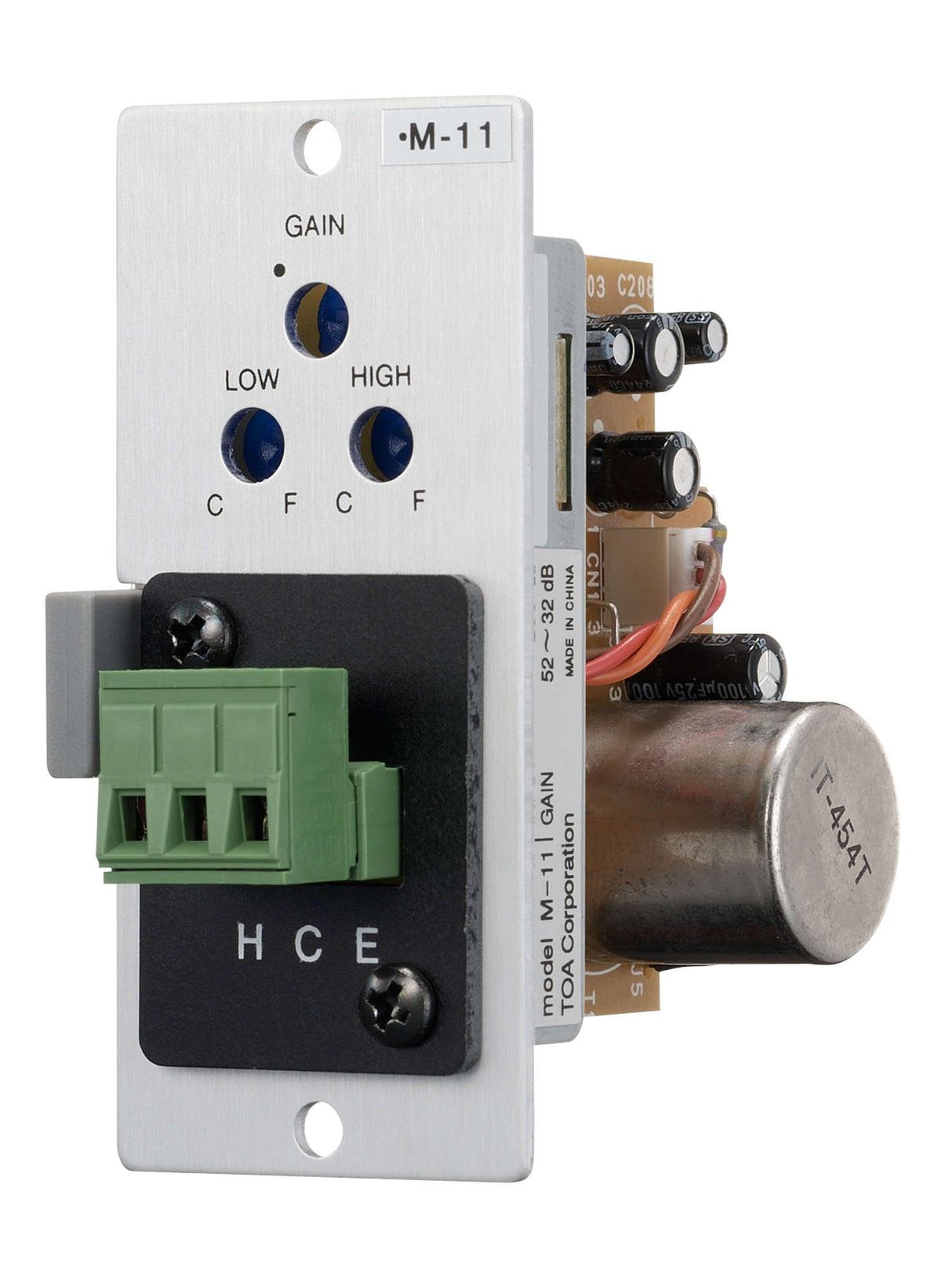 TOA M-11S T Microphone Input Module Balanced 600Ω Lo/Hi-Cut Filters Mute-Receive Removable Terminal Block