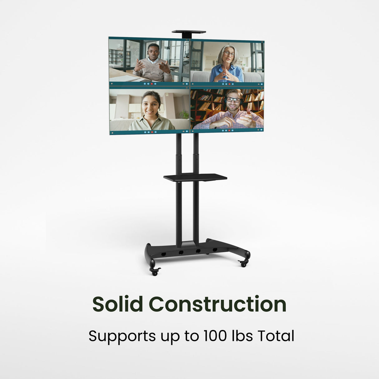 Kanto MTM70PL Height Adjustable Rolling TV Stand for 40" - 70" TVs and Interactive Displays