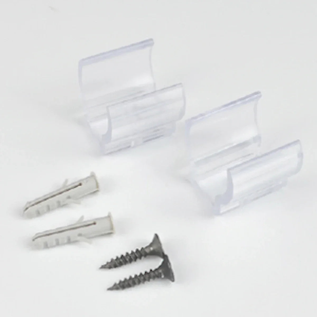 Proluxe PLX-NFPRO360-CLIPSA SO: 4PCS PC TRANSPARENT CLIPS + 4 SCREWS+ 4PCS RUBBER PLUG FOR NFPRO 360 SILICONE NEONFLEX