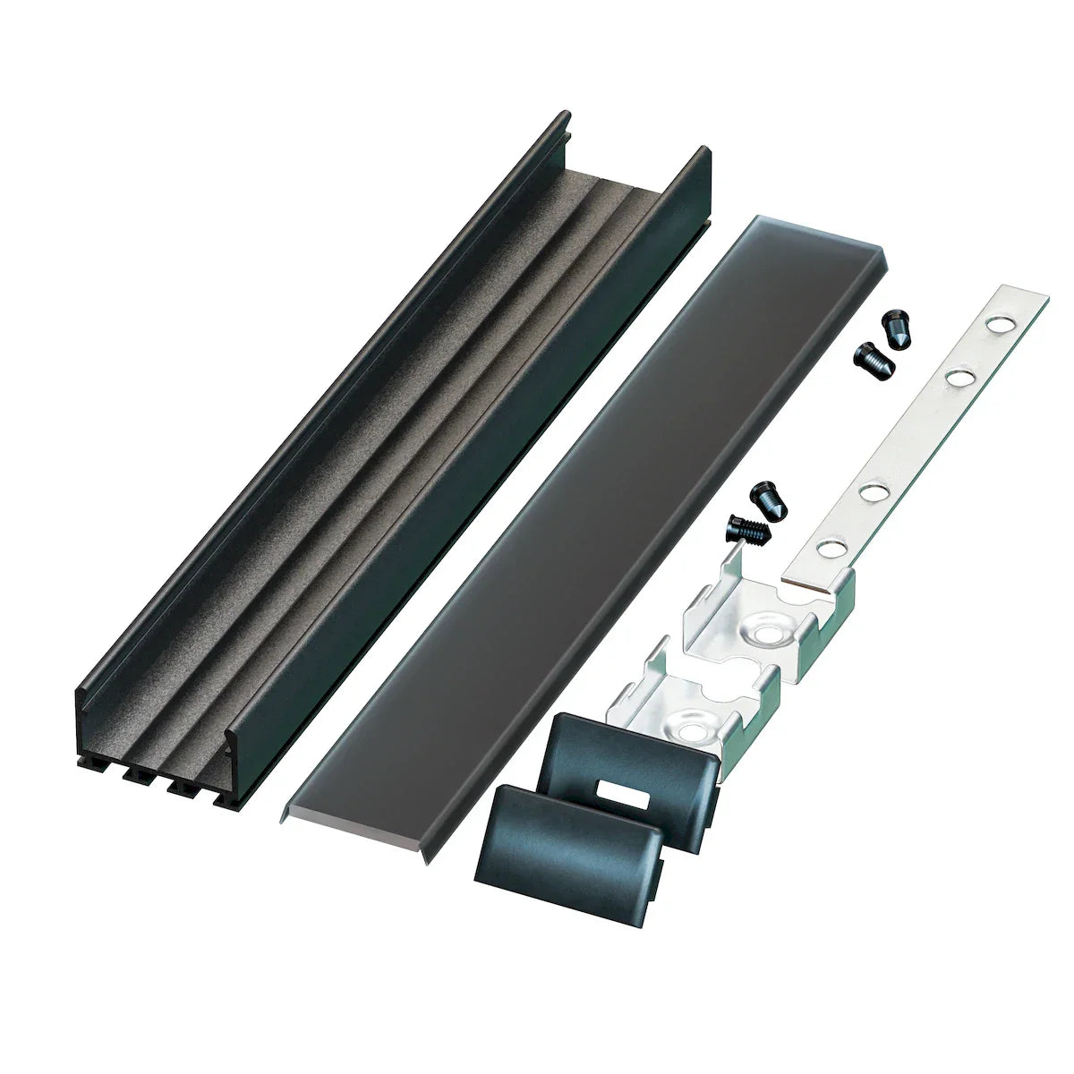 Proluxe PLX-EXTGTX-BK-2M-BNDL1 GTX BUNDLE OF (1) WILL INCLUDE: 78.74" (2M) ALUM,.COVER,.FEED, END, CLIP, 180 SPLICING STRIP,PRE-DRILLED WITH COUNTERSUNK HOLES,,HIGHER GRADE LENS WITH UV INHIBITOR, BLACK FINISH