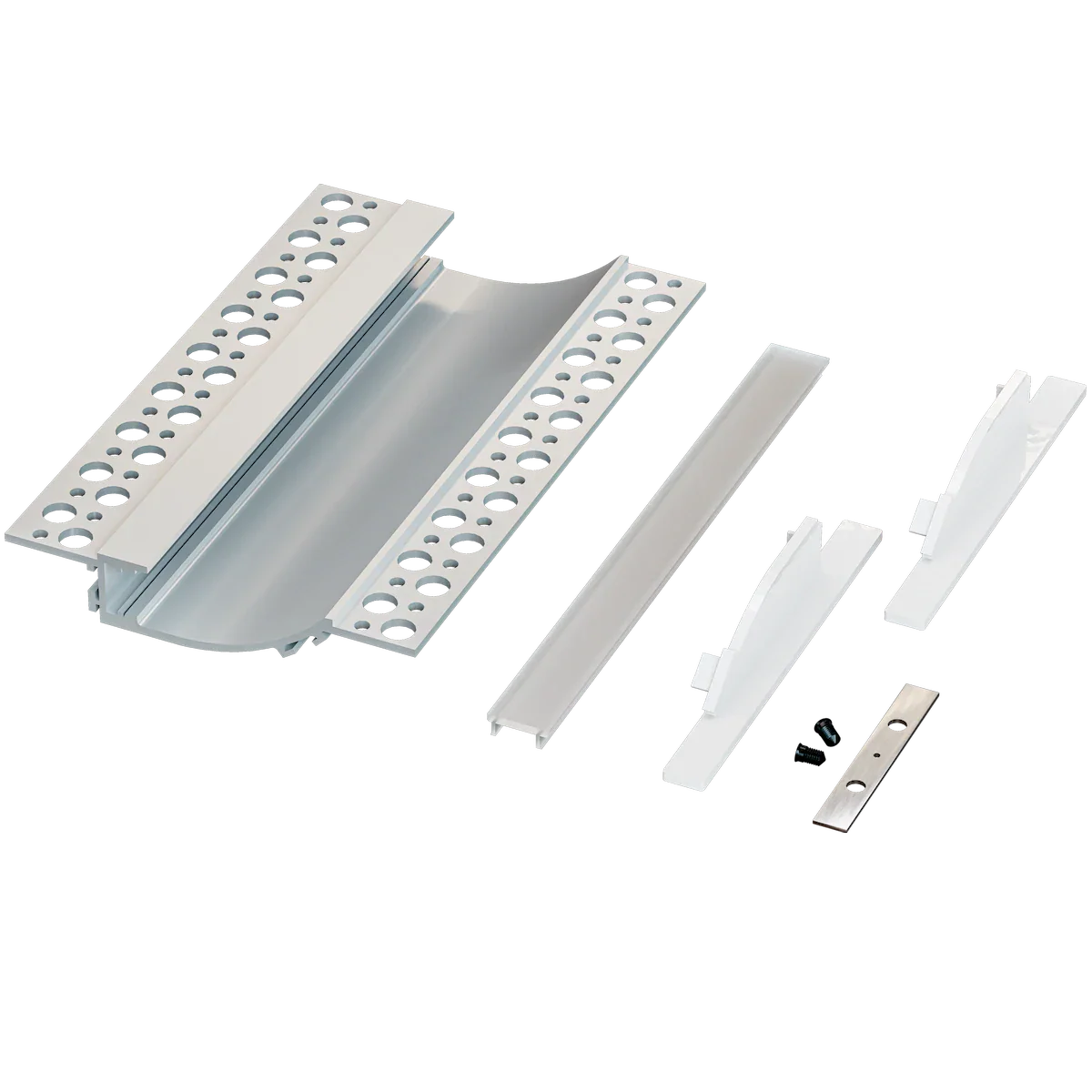 Proluxe PLX-EXTSWW-2M-BNDL1 SCOOP WALL WASH BUNDLE OF (1) WILL INCLUDE: 78.74" (2M) ALUM,.COVER, FEED, END, SPLICE STRIP, NO PRE-DRILLED WITH COUNTERSUNK HOLES,NO CLIP,HIGHER GRADE LENS WITH UV INHIBITOR
