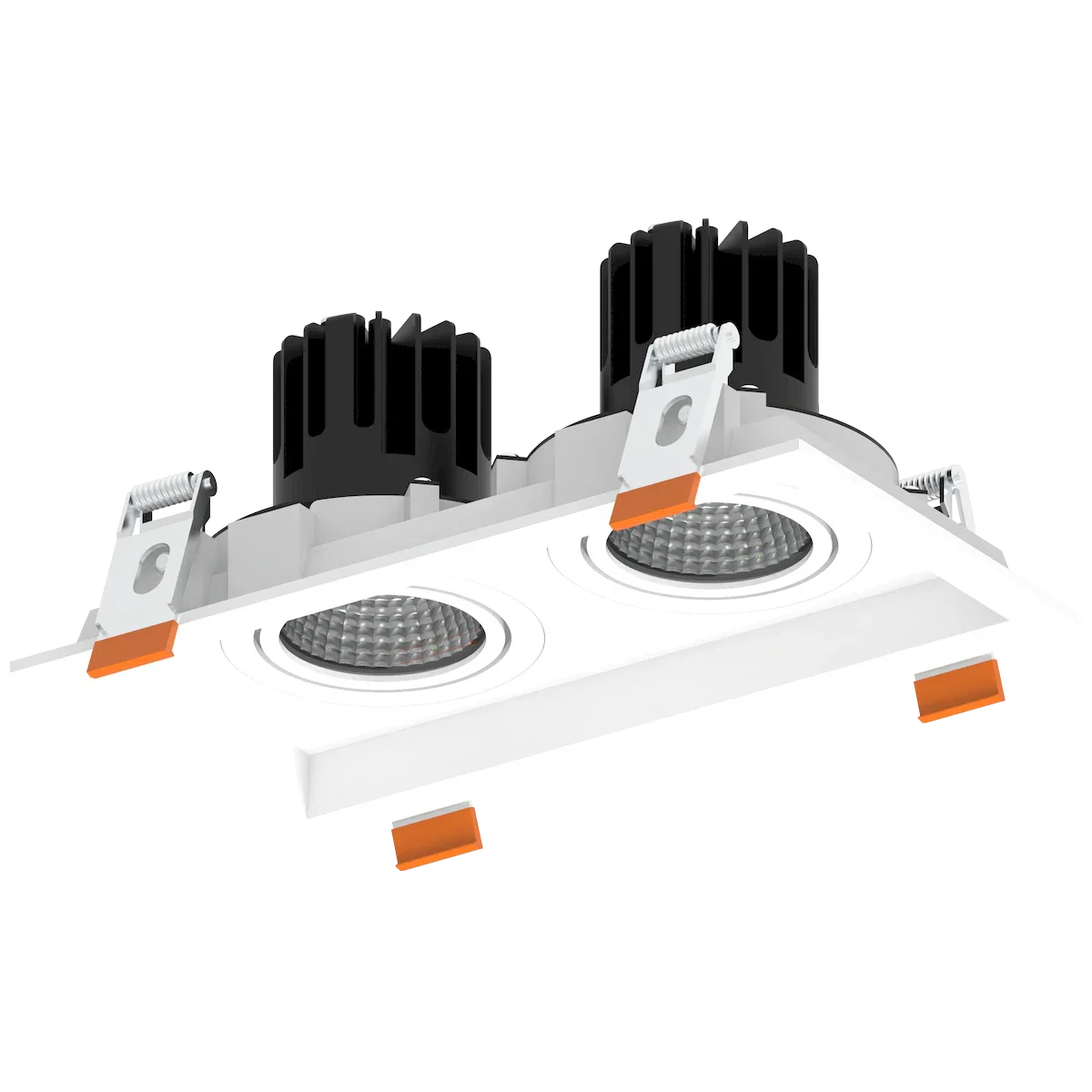 Proluxe PLX-RM2-5CCT-WH LED RECESSED MULTIPLES 2-HEAD, BEAM ANGLE 30°, INPUT VOLTAGE: AC120V 60HZ, LED SOURCE: COB, 1600LM, 2X8W=16W, RA:>90, DAMP LOCATION, MATERIAL: ALUMINUM + ACRYLIC