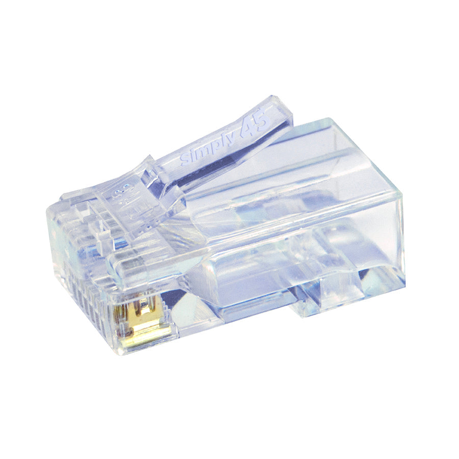 Simply45 S45-1000 Standard Cat5e UTP RJ45 Modular Plugs, Blue Tint - 100pcs/Jar