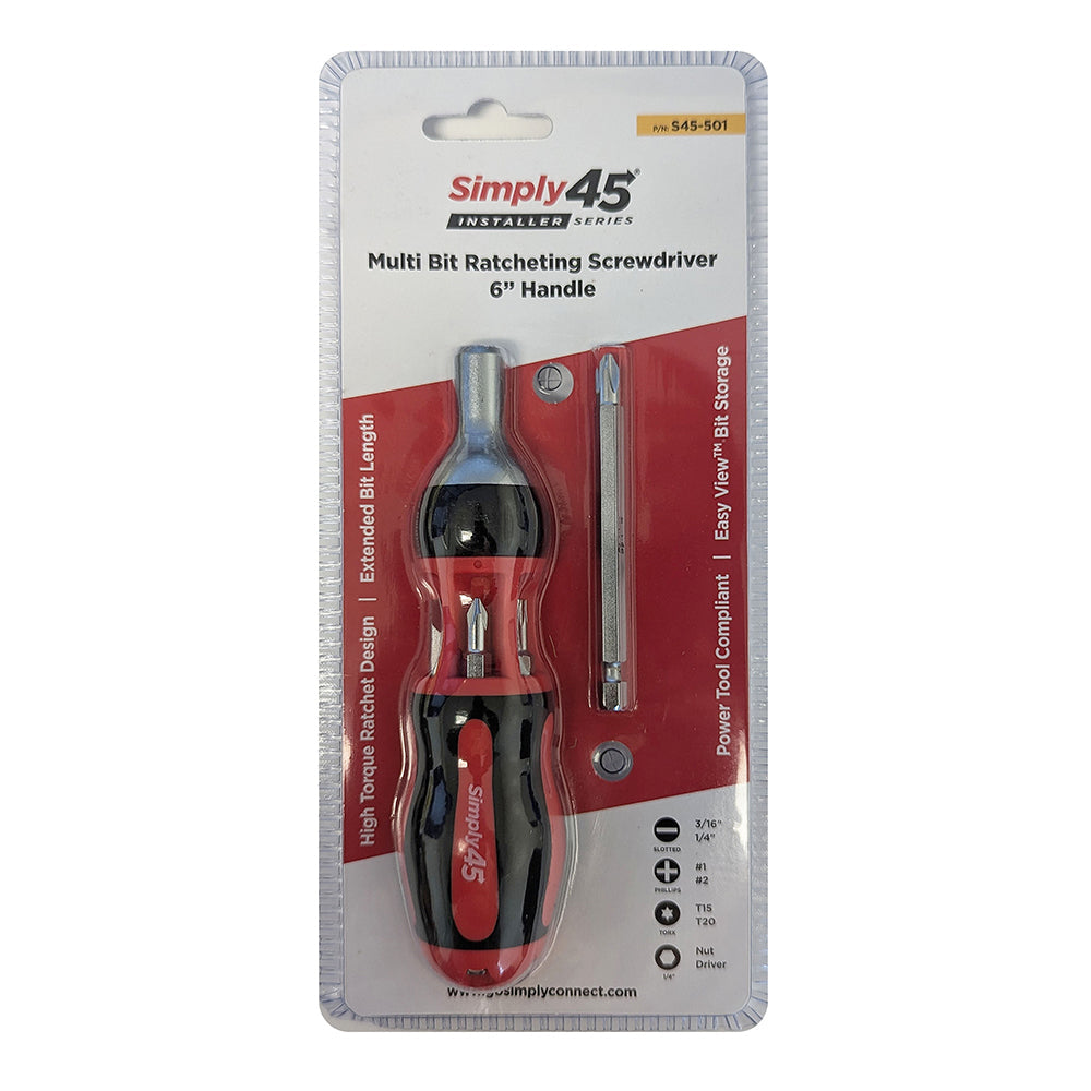Simply45 S45-501 7-in-1 multi bit ratcheting screwdriver, 9″