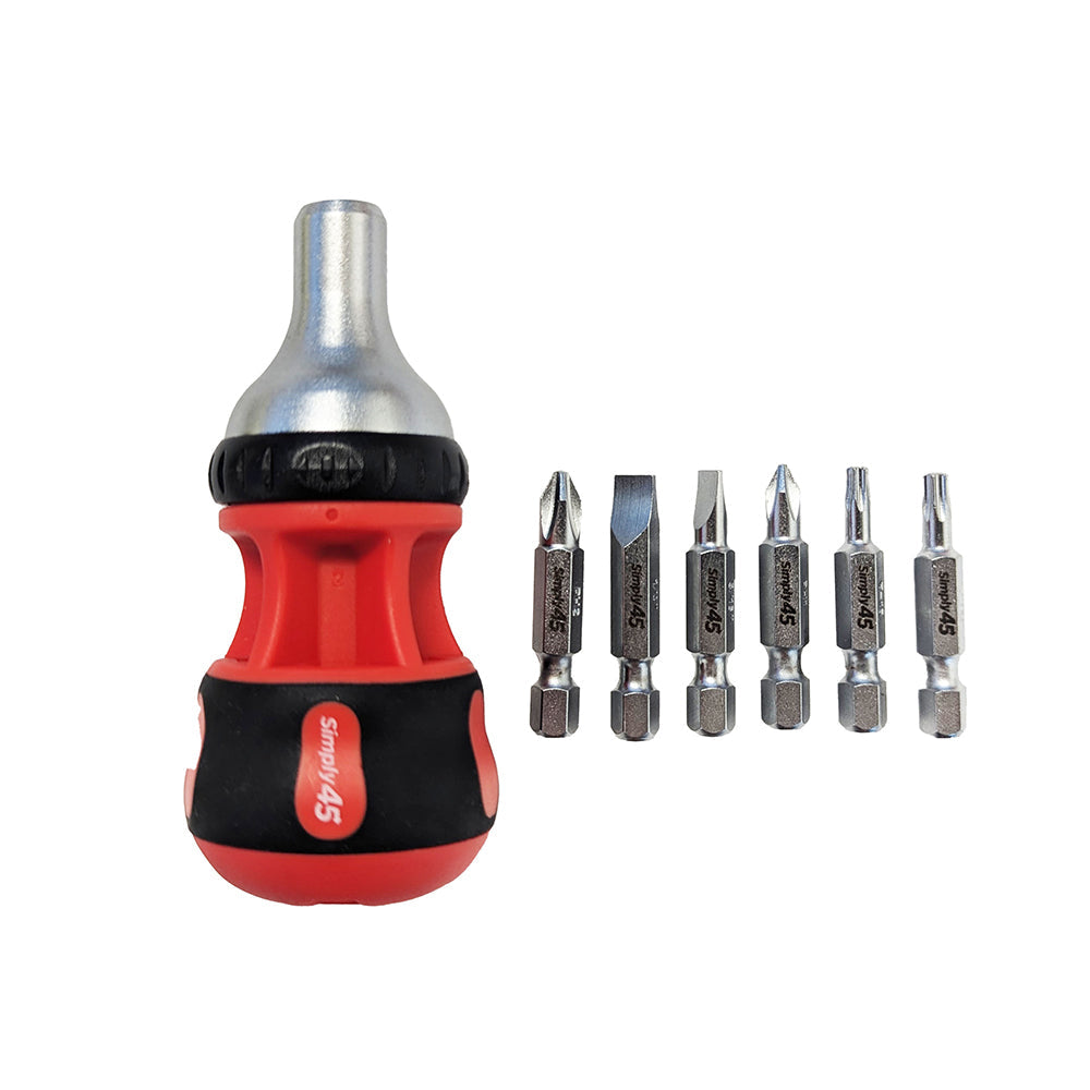 Simply45 S45-502 7-in-1 multi bit ratcheting screwdriver, 4.5