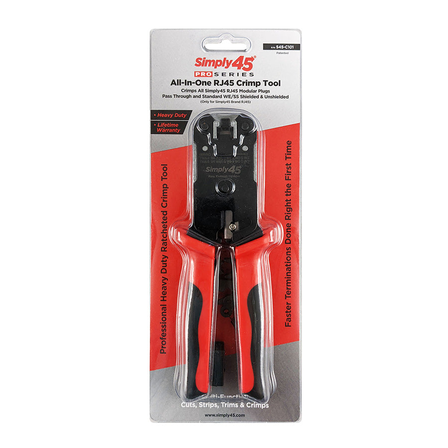 Simply45 S45-C101 PROSeries All-In-One RJ45 Crimp Tool for all S45 UTP & STP Pass-Through & Standard Connectors