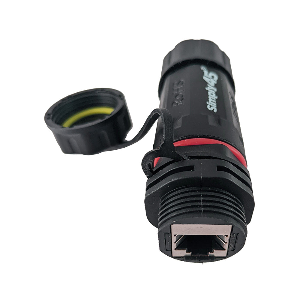 Simply45 S45-WP3201 10G Rated Waterproof RJ45 Panel Mount Coupler for STP/UTP Cables