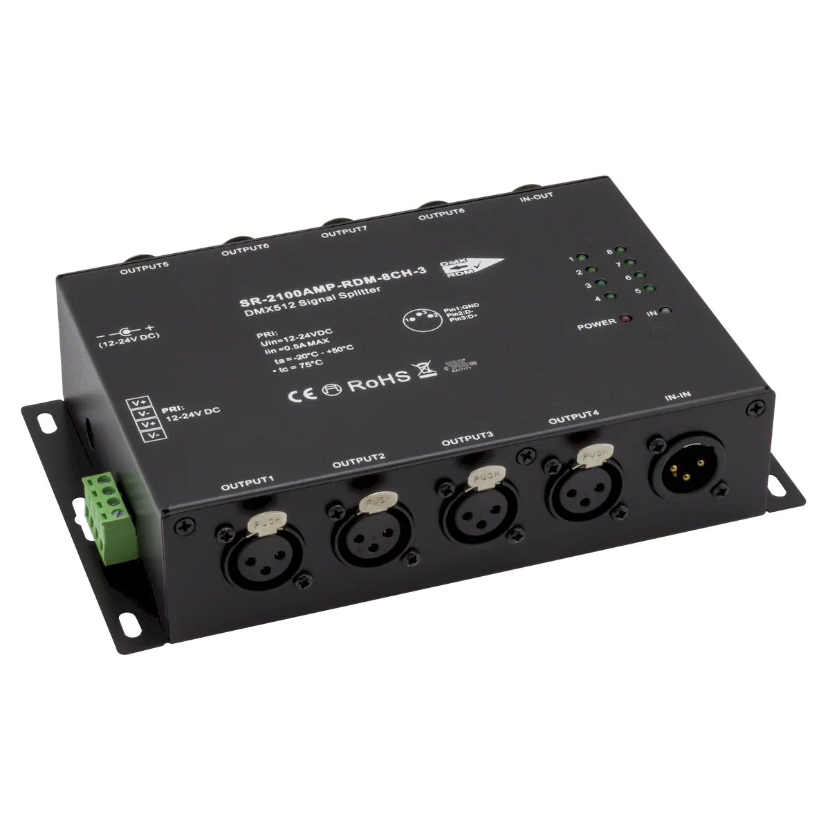 Proluxe PLX-SPLIT-DMXRDM-8 8-WAY ISOLATED DMX SPLITTER WITH RDM