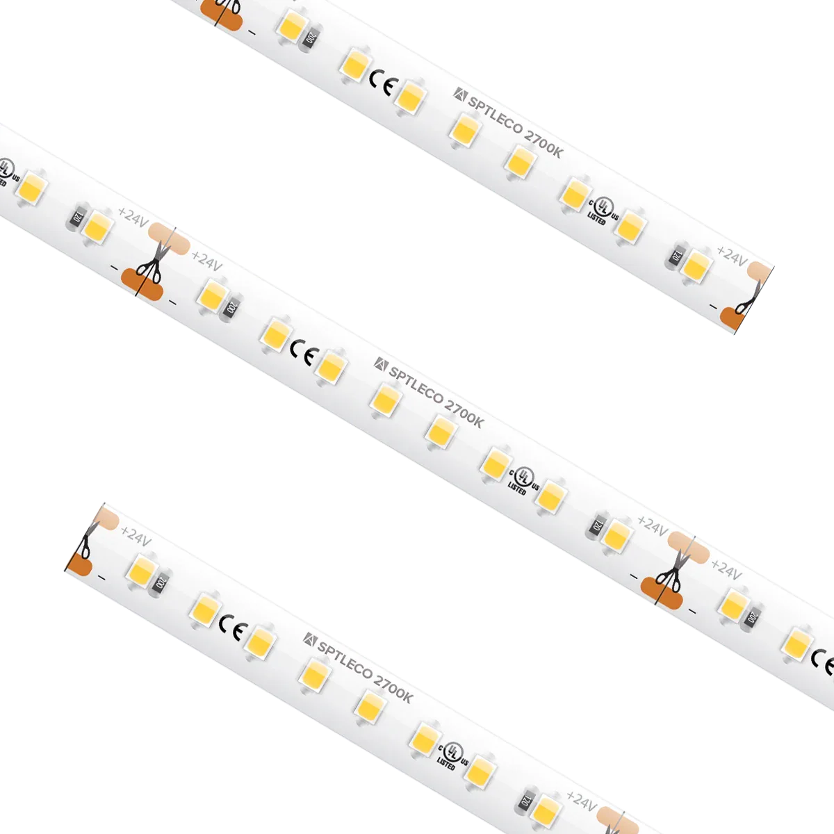 Proluxe PLX-SPTLECO54-27K-24V-CC CUSTOM CUT SPEC ECO TAPE LIGHT, 2700K, IP54, ATTACHED 3FT LEAD WIRES, (3) TL-CONKIT, (3) TL-BLKS, (3) TL-2PWR-HD