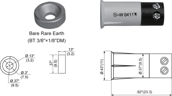 Tane Recess terminal connect with Donut Magnet STB - 3/8 TC DM