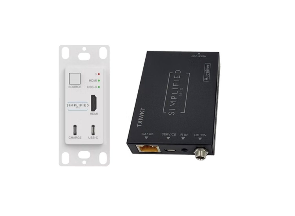 Simplified TXIWKT HDMI 2.0b (18Gbps) In wall extender kit, with USB-C