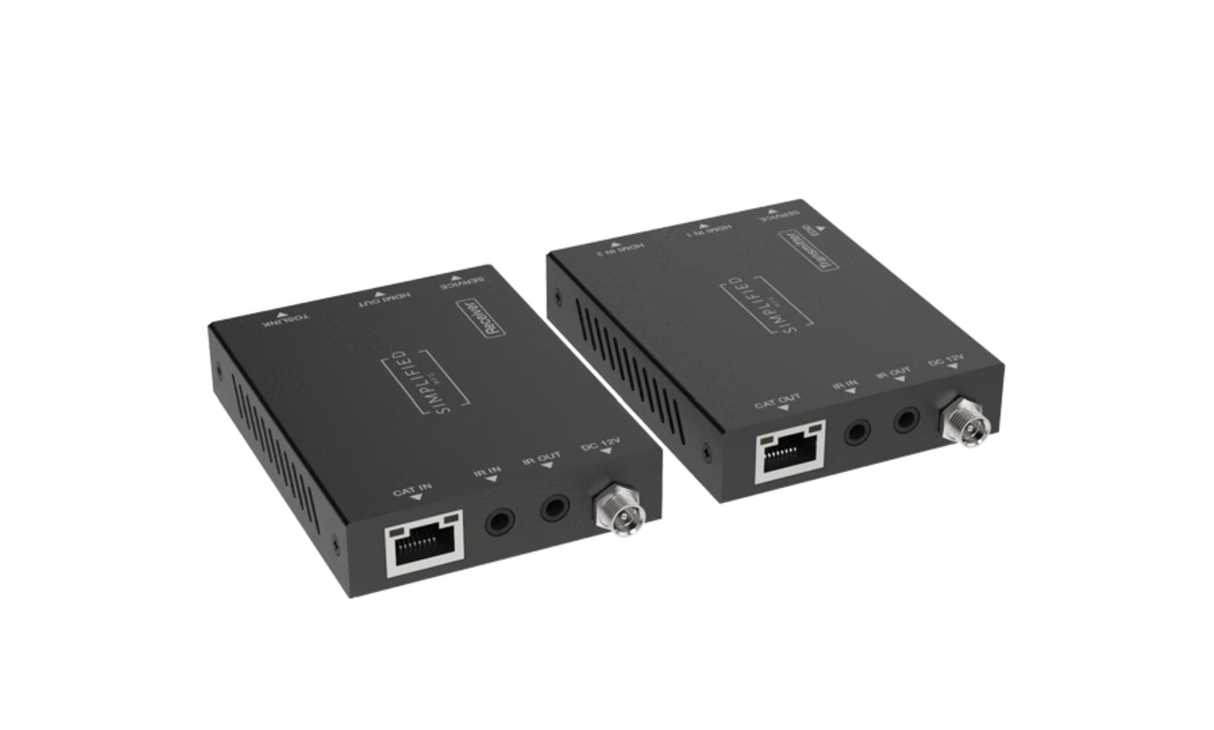 Simplified EXMICRO2iSW 50m 4K HDMI 2.0b (18Gbps) Extender on Cat6A/6* Cable with Integrated Switch