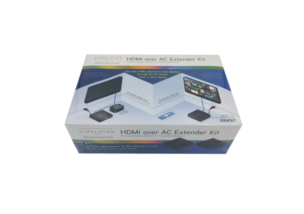 Simplified EXACKT "Wireless" 1080p HDMI extender over AC power line