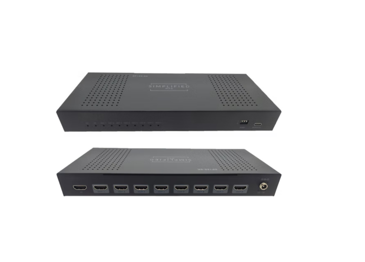 Simplified SP18S-8K HDMI 2.1 (48gbps) 1x8 Scaling HDMI Splitter