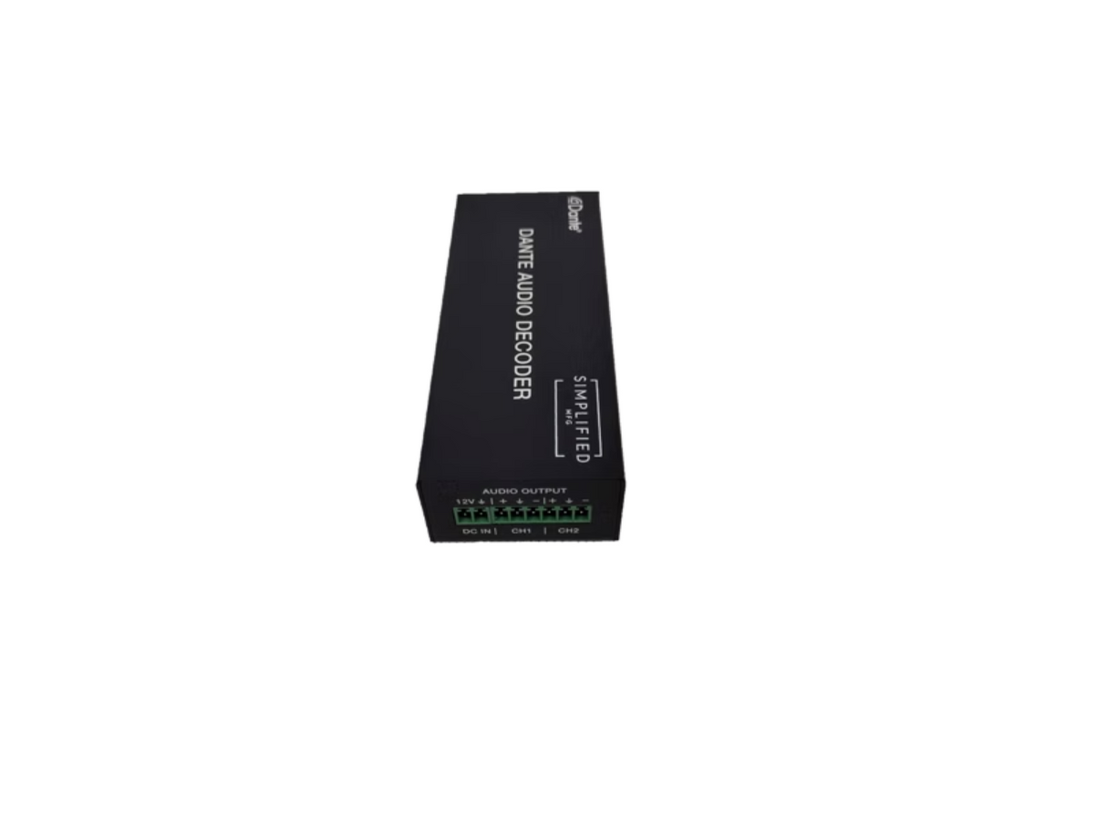 Simplified DTE DEC Balanced or Unbalanced 2 channel to Dante decoder