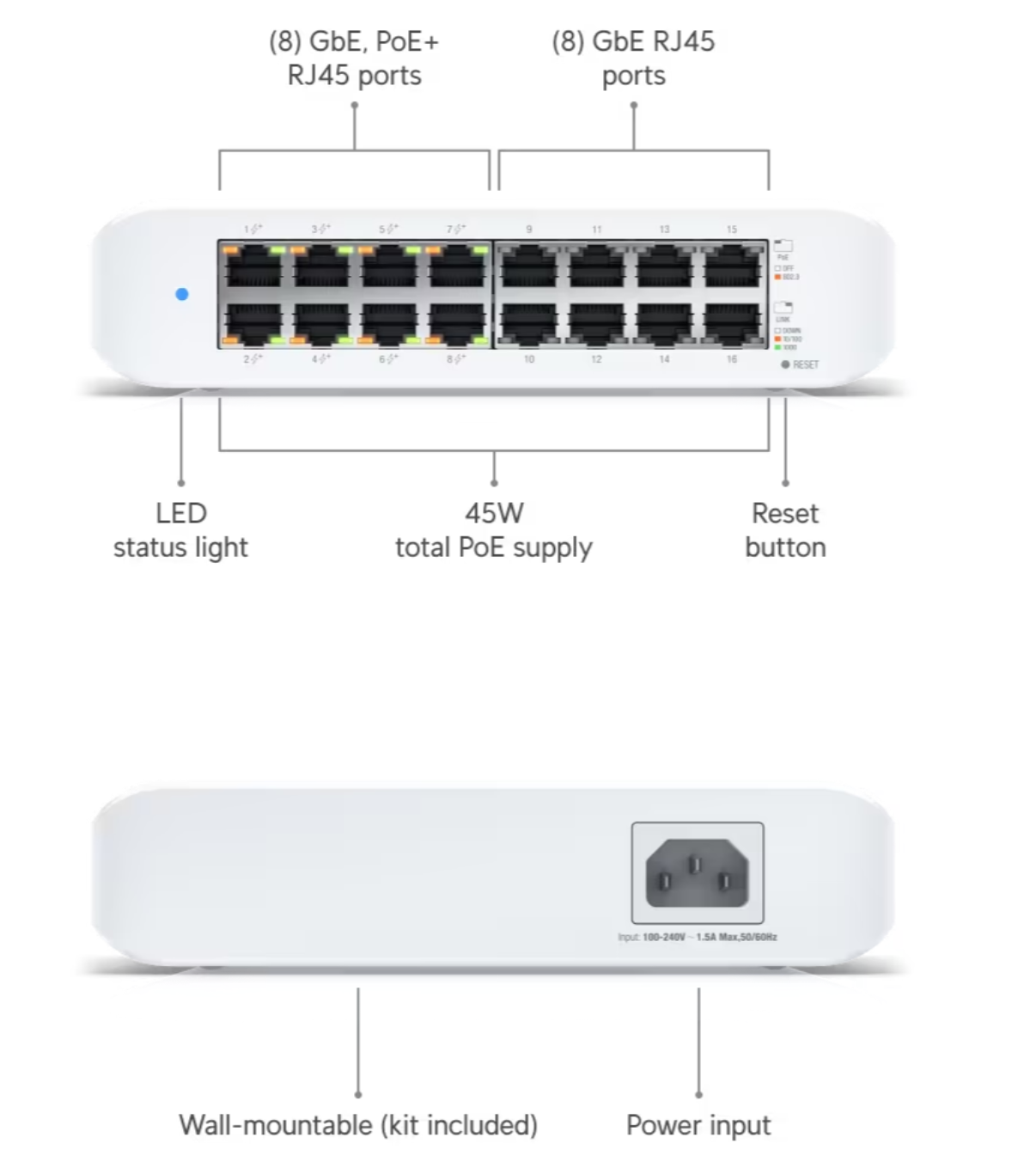 Ubiquiti USW-Lite-16-POE UniFi Switch Lite 16 Port PoE
